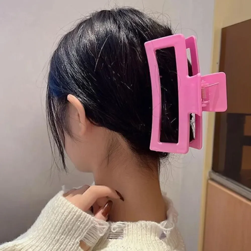 Oversized Square Claw Clip Large Matte Black Rectangle Thick Hair NWT